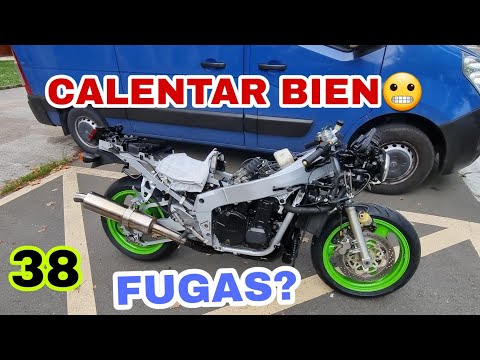 38💚 YA PISA CALLE PARA CALENTAR Y VER FUGAS😬 EMBRAGUE, FRENO TRASERO, etc ⚒️ZXR 750 H1🧟‍♂️