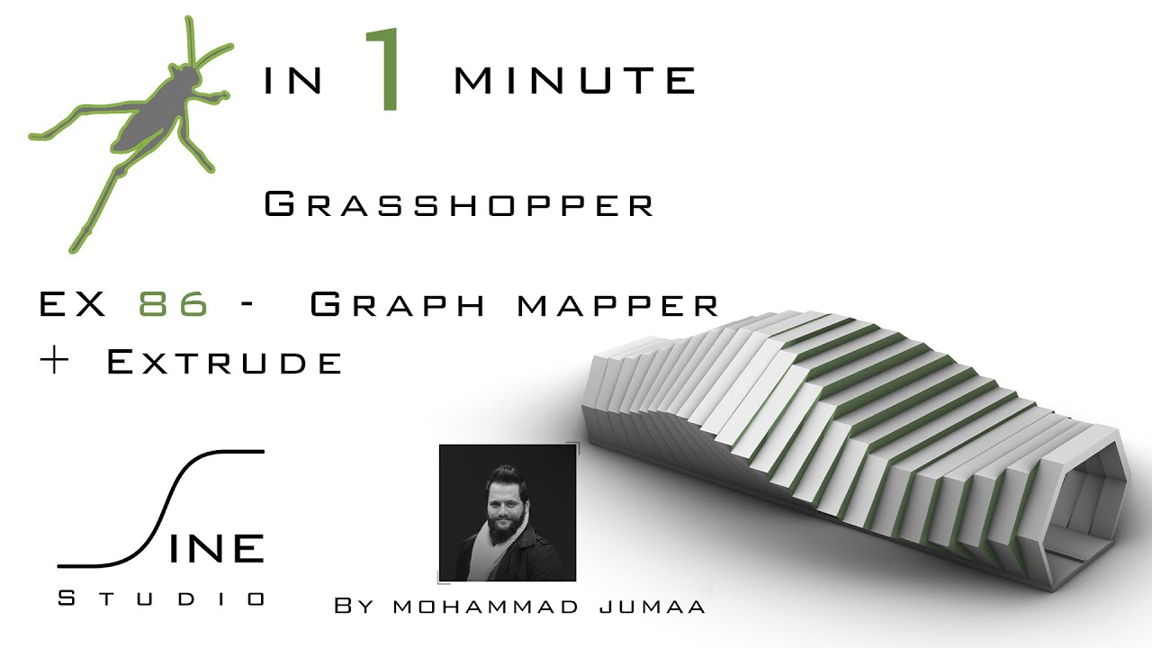 Grasshopper in 1 minute - EX 86 - Graph mapper + Extrude