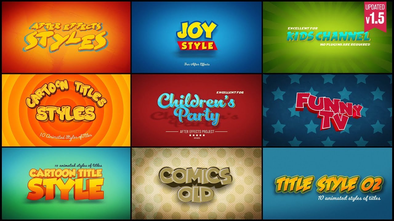 Cartoon Titles Styles for After Effects with Tutorial