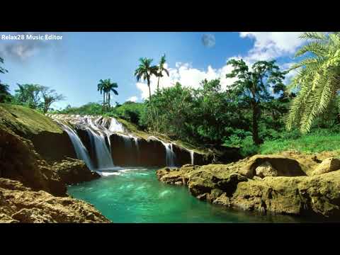 4K UHD 10 hours - Tropical Waterfall & Audio - relaxing, meditation, nature