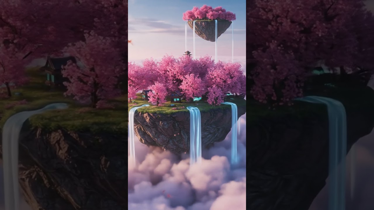 Floating Island in the Sky – Relaxing Fantasy Animation #fish #island #floating #ai #aiart