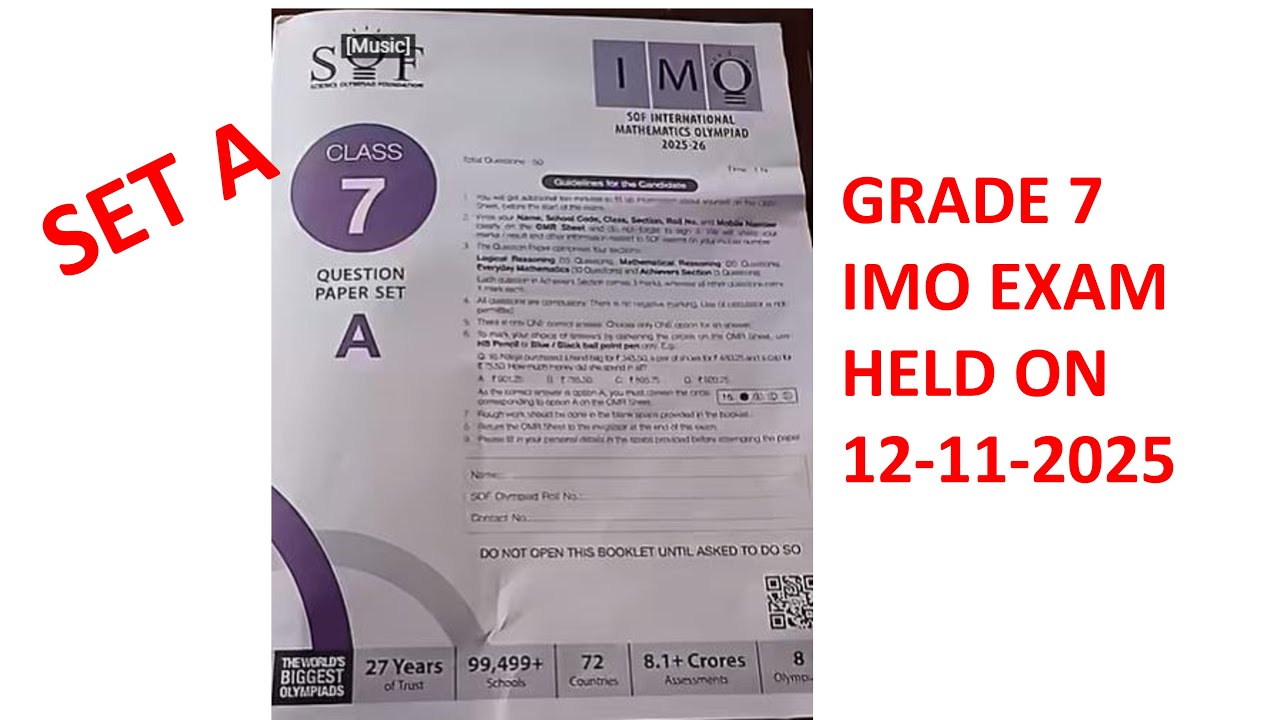 SOF Grade 7 IMO SET A 2025-26 ANSWER KEY | EXAM HELD ON 12-11 -2025 WEDNESDAY