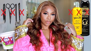 A WIG FOR THE GIRLS THAT HATE: WIGS, NO BLEACHING KNOTS, PLUCKING, GLUE! Easy Wig ft UNICE HAIR