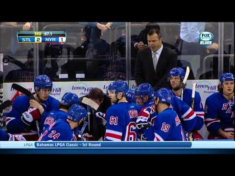 Last 1.5 min of game, empty net St. Louis Blues vs NY Rangers 1/23/14 NHL Hockey.