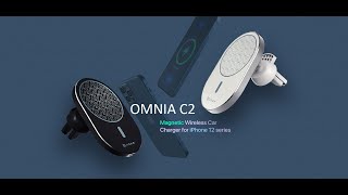 OMNIA C2 Magnetic Wireless Car Charger + OMNIA C1 USB-C Fast Charging Car Charger (White)