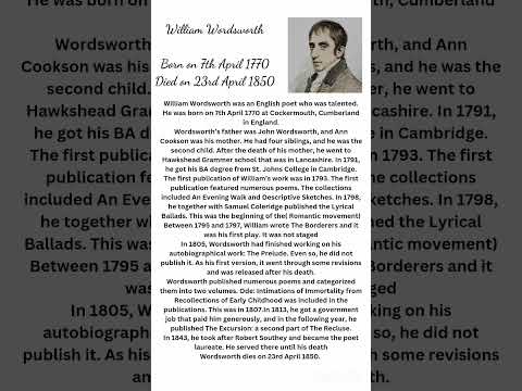 Short biography of William Wordsworth #englishliterature #biography #williamwordsworth