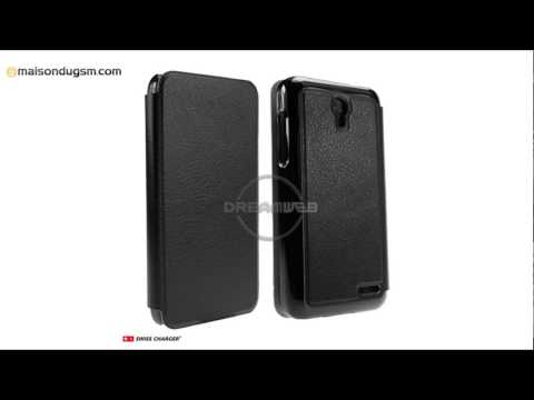 Etui Alcatel One Touch Pop S3 SWISS CHARGER Folio Slim Noir