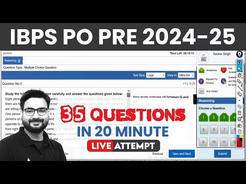 🚀 IBPS PO Prelims Live Mock Attempt | 35 Questions in 20 Minutes | By Saurav Sir 🔥