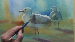 Seagulls in watercolor