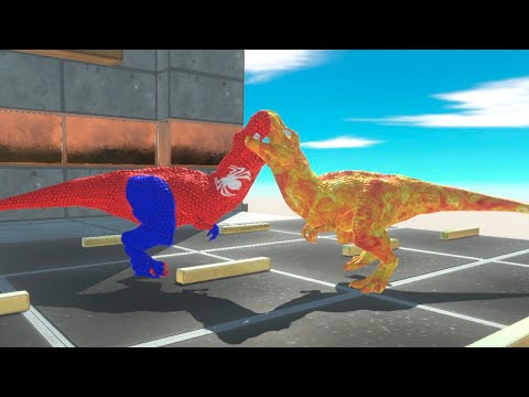 SPIDER MAN vs FIREMAN T REX DEATHRUN - Animal Revolt Battle Simulator