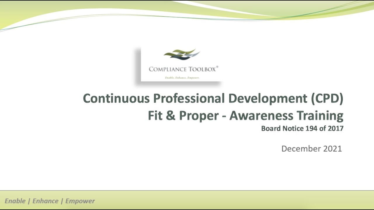 Continuous Professional Development (CPD) Awareness Training
