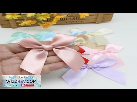 20 50PCS 85*85mm Pink Satin Ribbon Bows Decoration Bows Small Bowknot Gift Flower