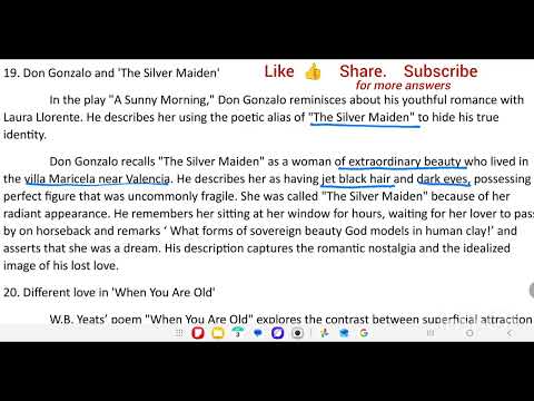How Don Gonzalo Recall the Beauty of The Silver Maiden | 2nd PUC English ?."