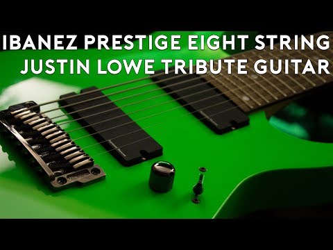 My New 8 String Guitar! Neon Green Ibanez Prestige 8 String, Justin Lowe Tribute Guitar