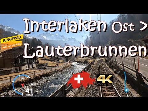 CAB RIDE 4K 🇨🇭 Interlaken Ost - Lauterbrunnen R62 🚞 Jungfrau Berner-Oberland-Bahn BOB / Switzerland