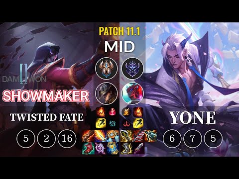 DWG Showmaker Twisted Fate vs Yone Mid - KR Patch 11.1