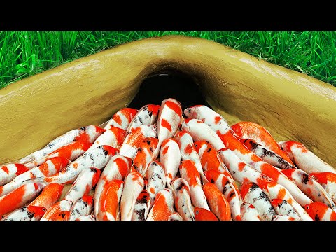 Stop Motion ASMR - Hunting Mutant Eels, Koi Fish in the mud pits for primitive cooking in the cave