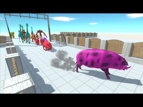 Race to get to eat PINK PIG #4 | Animal Revolt Battle Simulator