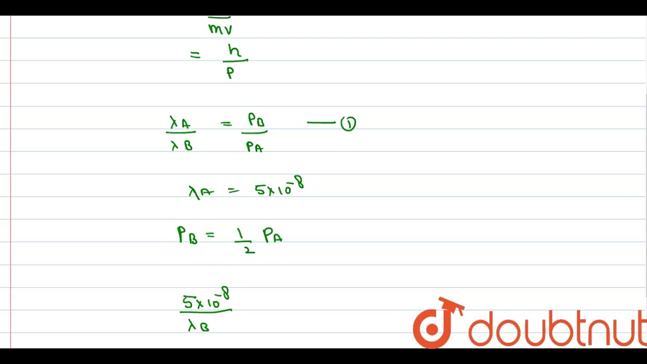 Two particles A and B are in motion. If the wavelength associated with particle A is `