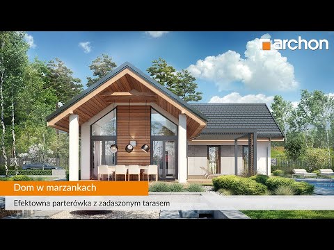 Dom w marzankach - Efektowna parterówka z zadaszonym tarasem I ARCHON+ Projekty Domów