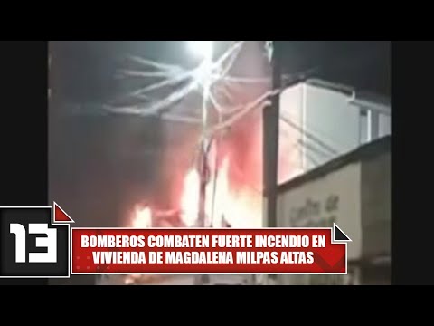 Bomberos combaten fuerte incendio en vivienda de Magdalena Milpas Altas