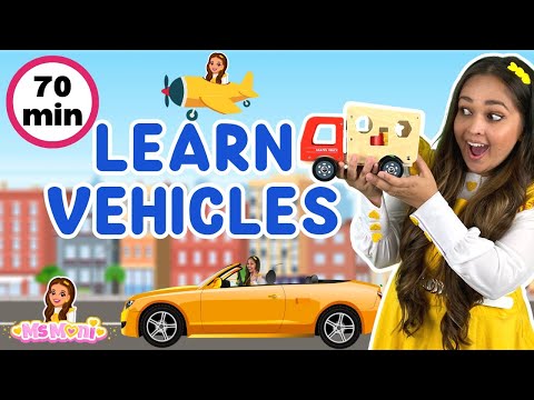 Learn Vehicles with Ms Moni | Car, Bus, Train, Plane, Rocket, Boat + more | Toddler Learning Video