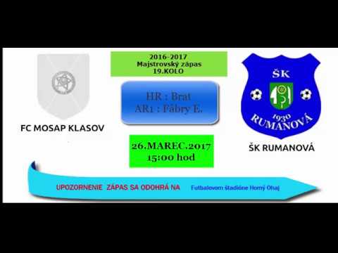 2016-2017 | Majstrovský zápas  FC MOSAP Klasov - ŠK Rumanová