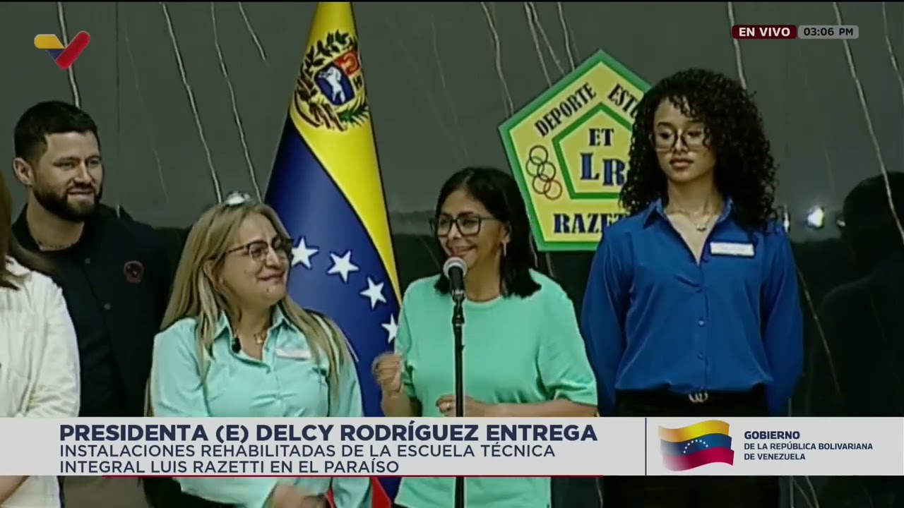 Delcy Rodríguez en la escuela técnica industrial Luis Razzetti de El Paraíso, 17 de marzo de 2026