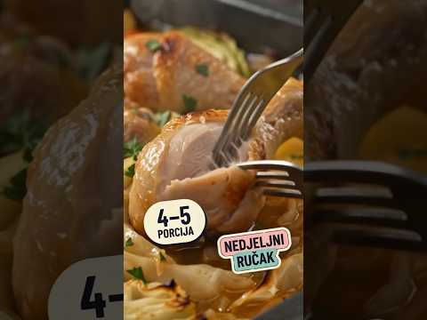 Pileći bataci sa mladim kupusom i krompirom iz rerne 🍗🥬