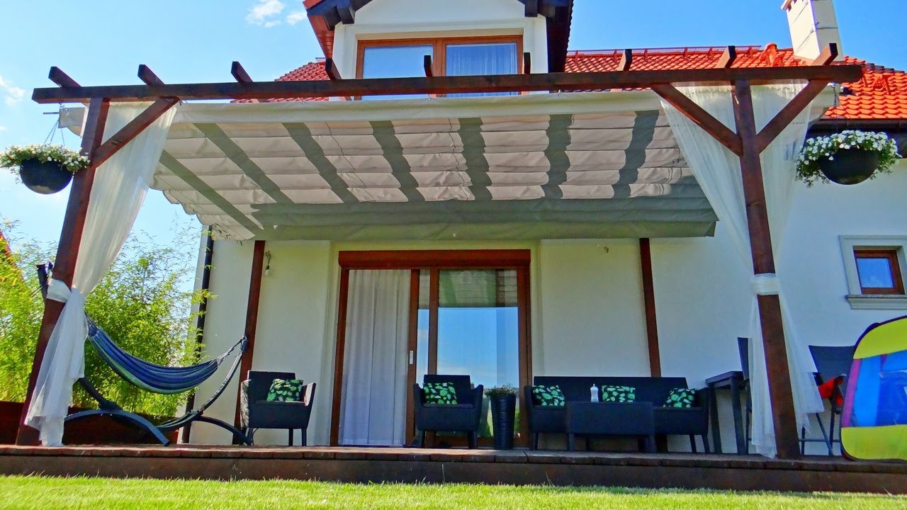 Zadaszenie tarasu rozsuwane - roleta pozioma do pergoli DIY