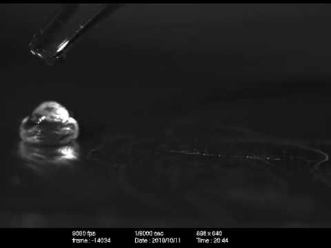 Water droplet bouncing at 9000 FPS