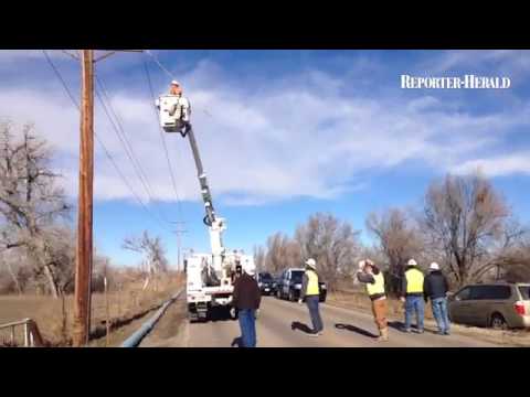 #Loveland Water and Power crews work crash at Boise and Hwy 402 .