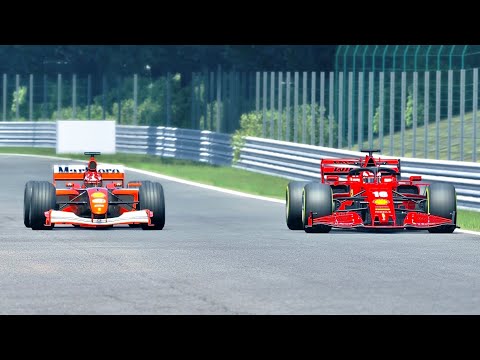 Ferrari F1 2020 vs Ferrari F1 2001 at Spa