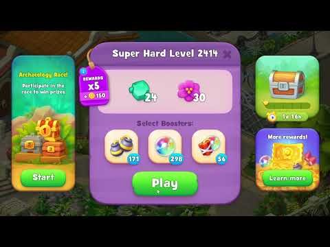 Gardenscapes 2414 Super Hard Level - 17 moves - NO BooSTERS
