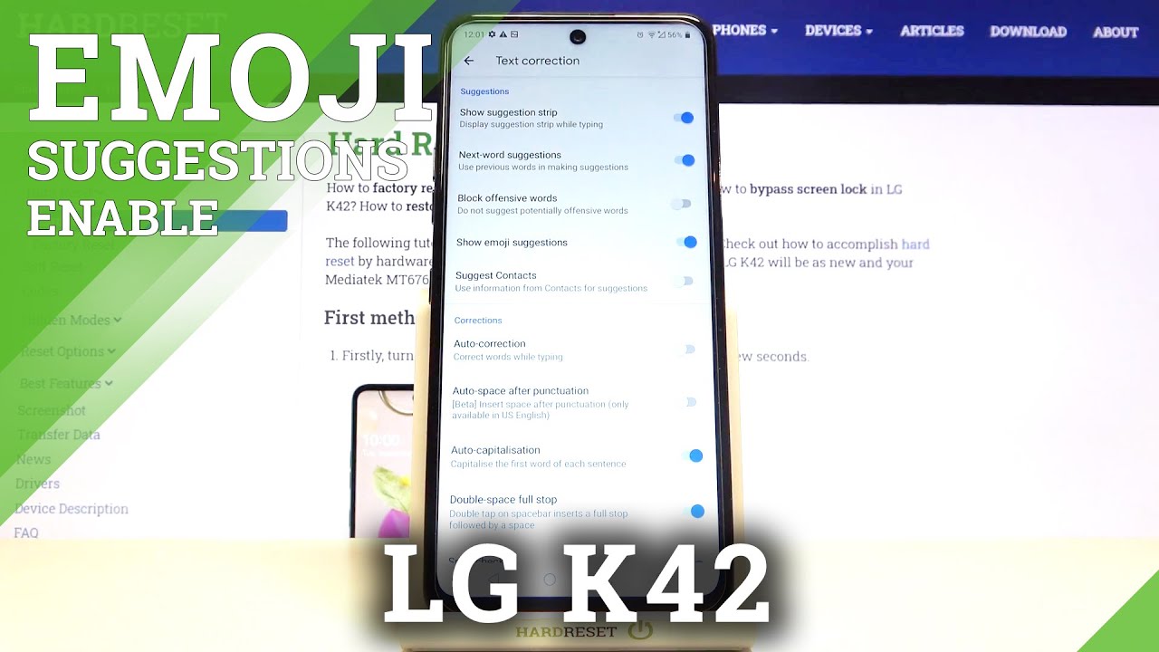 Emoji Suggestions - LG K42 & Additional Keyboard Settings