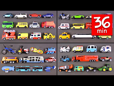 Learning Street Vehicles for Kids (36 Mins) - Hot Wheels Matchbox Tomica トミカ Tayo 타요 Disney Cars