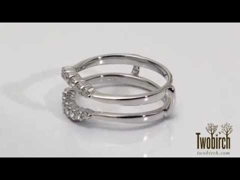 0.35ct. Shared Prong Curved Wedding Ring Guard Enhancer - Twobirch TB-GUARD-0101-WG-F