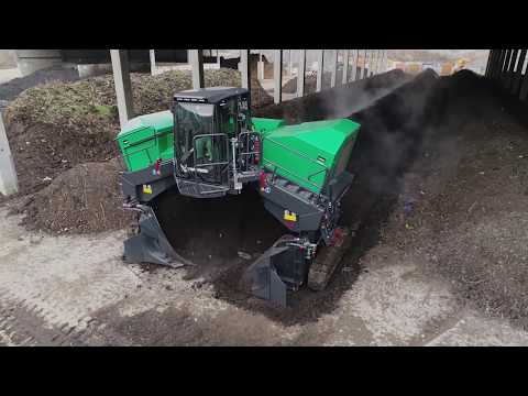 Komptech Topturn X5000 Compost Windrow Turner in Operation