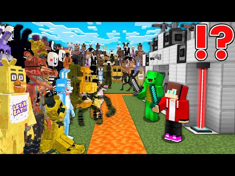 JJ and Mikey vs 10.000 FNAF Super Secure Base in Minecraft (Maizen JJ Mikey)