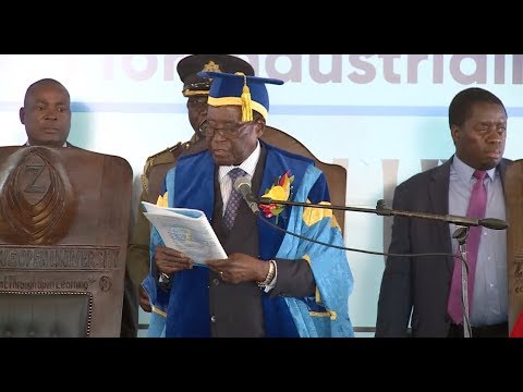 Zimbabwean President Robert Mugabe Appears at Graduation Ceremony after Military Takeover