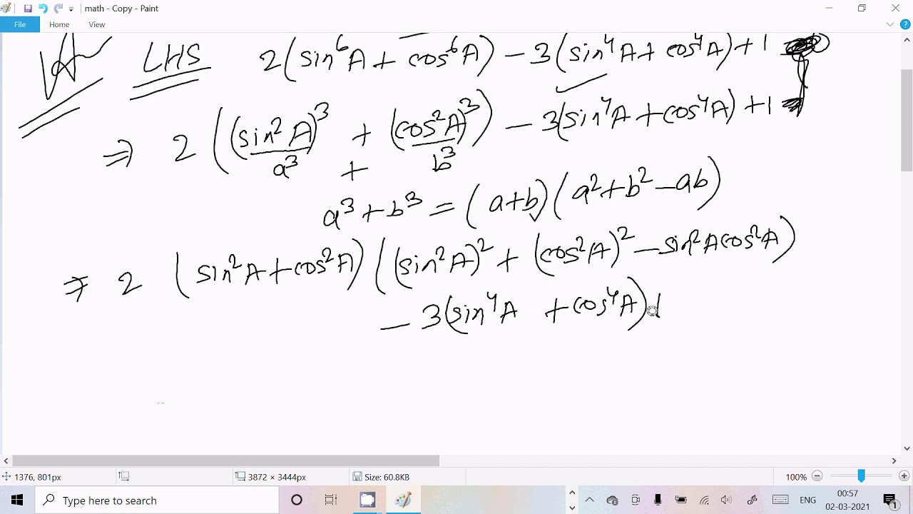 Prove that : 2(sin^6x+cos^6x)-3(sin^4x+cos^4x)+1=0