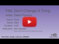 Don T Change A Thing Silent Partner Rock Dark YouTube Audio Library BGM