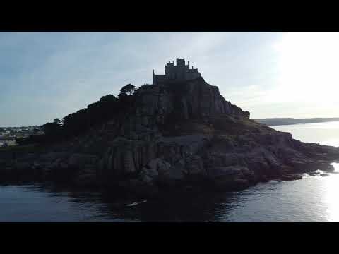 St Michael's Mount or Karrek Loos yn Koos is a tidal island. BY DRONE - Cornwall England - ECTV