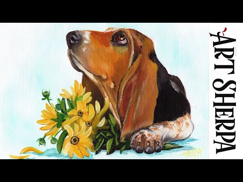 BASSET HOUND  BAQ Beginners Learn to paint Acrylic Tutorial Step by Step
