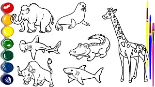 How to Draw Animals for Kids 🦏🦈🐊🦒 | Easy Step-by-Step Drawing Tutorial