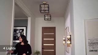 Watch A Video About the Possini Euro Liston Ice Glass Black and Brass Ceiling Light