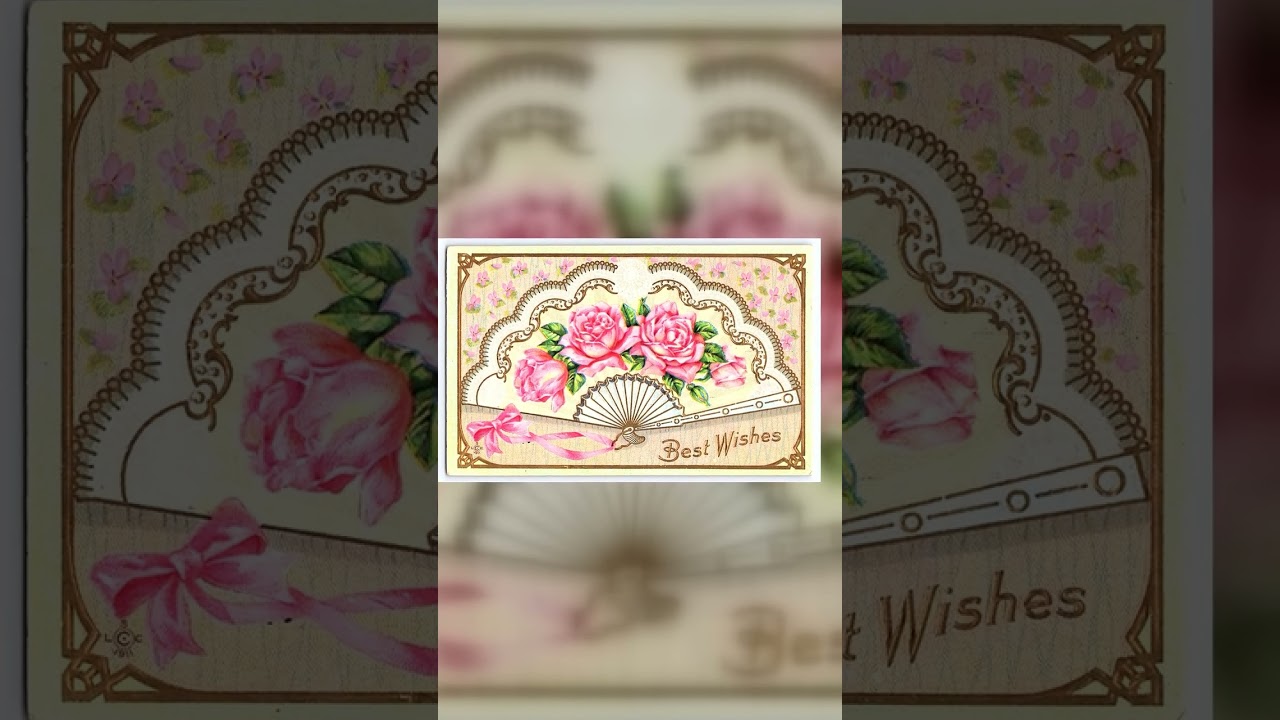 L.C. Series 242 C, Linen Postcard, Best Wishes Roses, 1930s Video