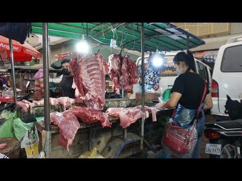 Amazing Younger Three Guy Selling Pork on​ The Street - Morning Street Food @Chhbar Ampov