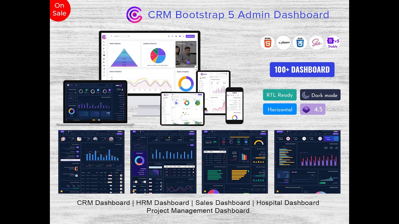 Bootstrap 5 Admin Template with Responsive Dashboard UI Kit- CRMi