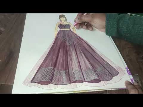 Lehanga sketching with long jacket |CHESTA DESIGNS| |INDIAN OUTFIT|